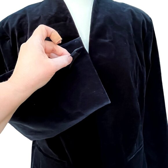 J.Crew‎ 365 Womens Black Velvet Going Out Open Front Pockets Jacket Plus Size 22 - Picture 4 of 9